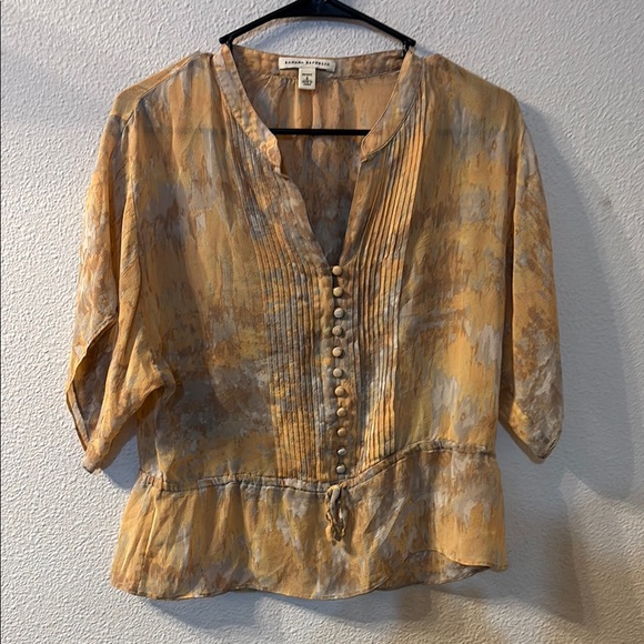 Banana Republic Tops - Banana Republic Sheer Yellow and Gray Blouse size small petite